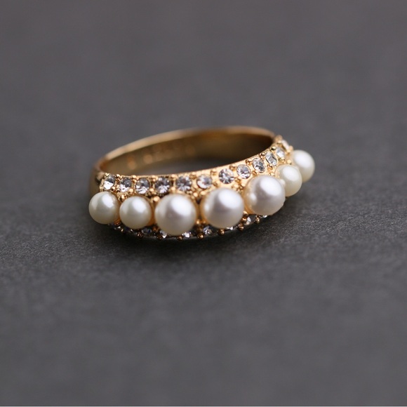 J.crew Inset pearl and crystal ring size 8 - Picture 5 of 6
